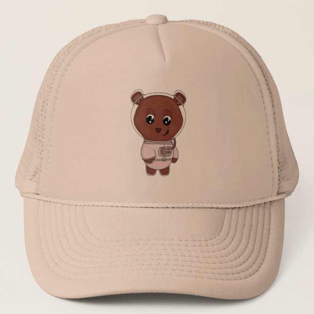 Boné Urso astronauta vestindo um traje espacial (Frente)