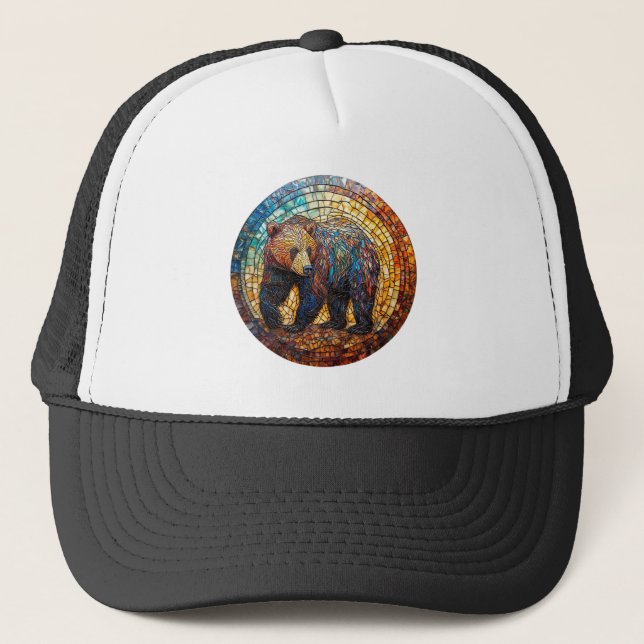 Boné Urso Cinzento Arte Espiritual da Vida Selvagem Est (Frente)