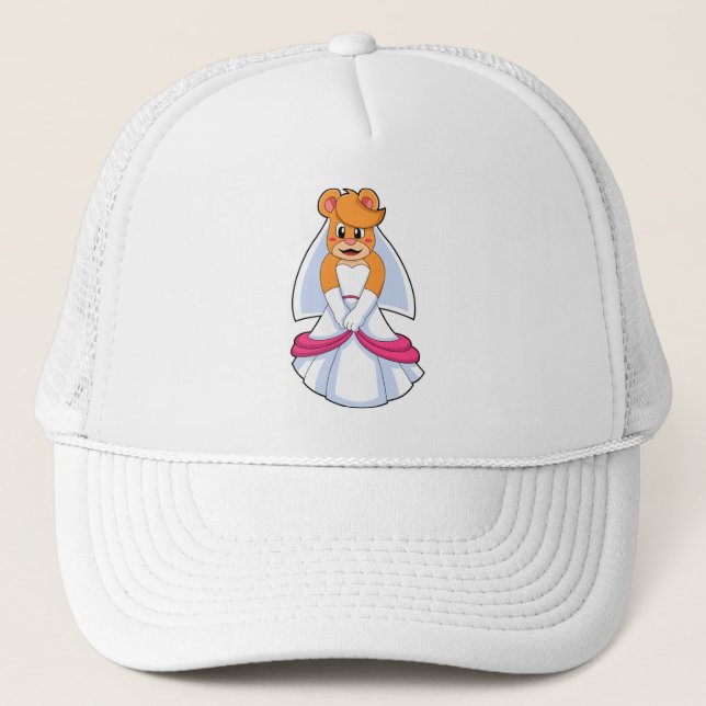 Boné Urso com vestido de noiva e véu (Frente)