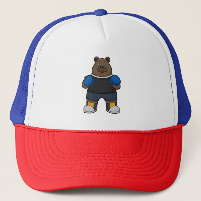 Boné Urso como Boxer com luvas in a box (Frente)