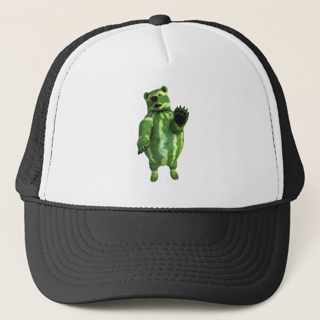 Boné Urso de Melancias Verde Engraçado (Frente)