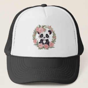 Boné Urso de Panda Adorável com Flores