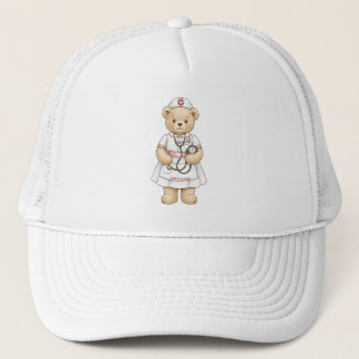 Boné Urso de pelúcia enfermeira personalizado Nome Enfe