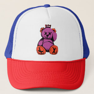Boné Urso de pelúcia real em roxo e laranja