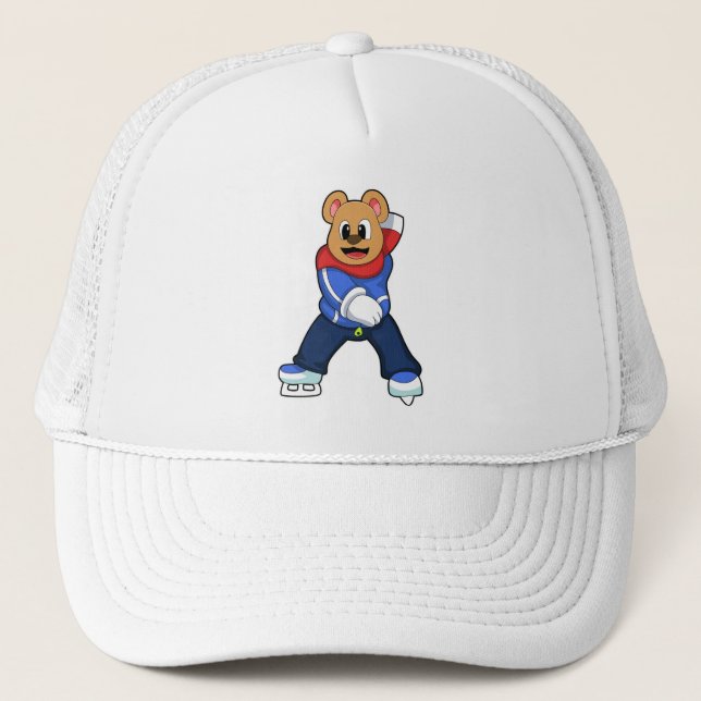 Boné Urso na patinação de gelo com skates de gelo (Frente)