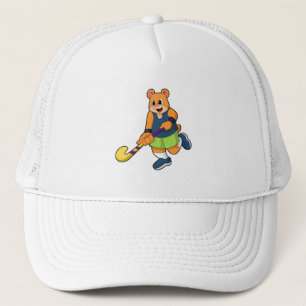Boné Urso no Hockey com Taco de Hóquei