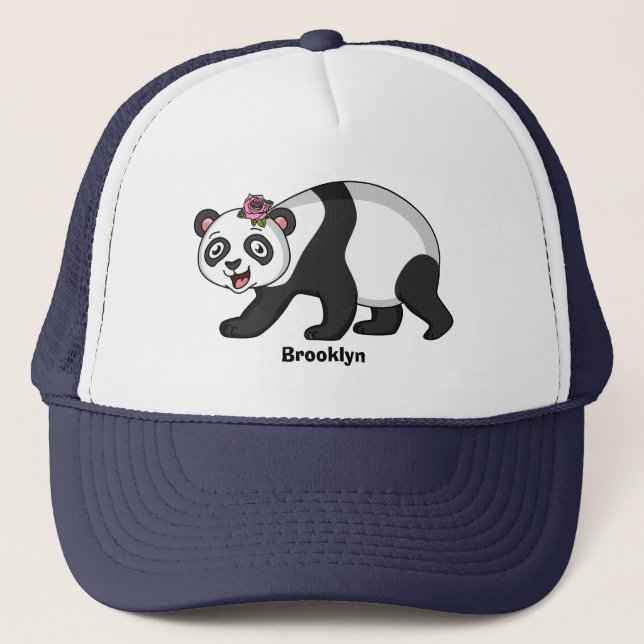 Boné Urso panda bonito e feliz com desenho animado  (Frente)