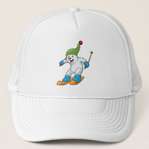 Boné Urso polar como esquiador com chapéu de esqui e bo