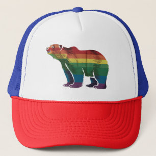 Boné Urso Polar Retrô Arco-íris Lésbica LGBT Gay Orgulh