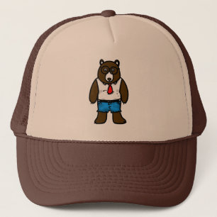Boné Urso selvagem marrom do hipster com um laço