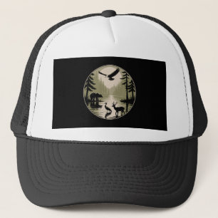 Boné Urso Veado Águia Lua Floresta Silhueta