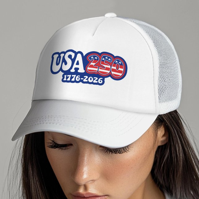 Boné USA 250 - America's 250th Birthday Red White Blue (USA 250 Trucker Hat - Celebrate America)