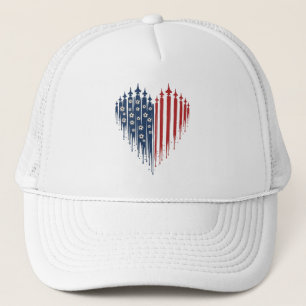 Boné USA Futebol Coração Patriótico Gotejamento Bandeir