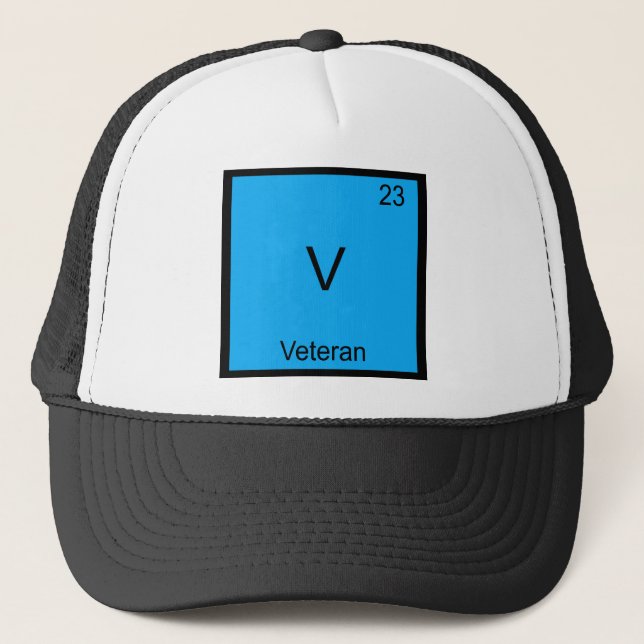 Boné V - Veterano Camiseta Símbolo Elemento Química Mil (Frente)