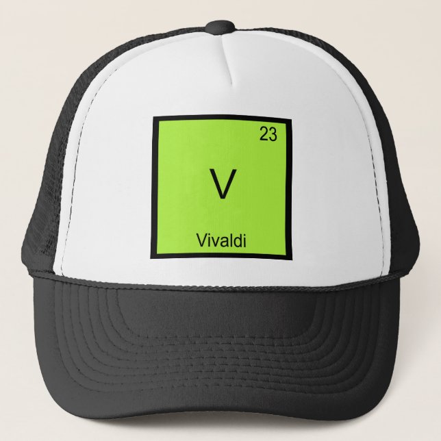 Boné V - Vivaldi Camiseta de Química Divertida Símbolo  (Frente)