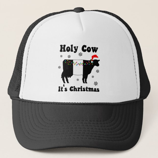 Boné Vaca de Natal Engraçada Abaixo Galloway Beltie Gif (Frente)