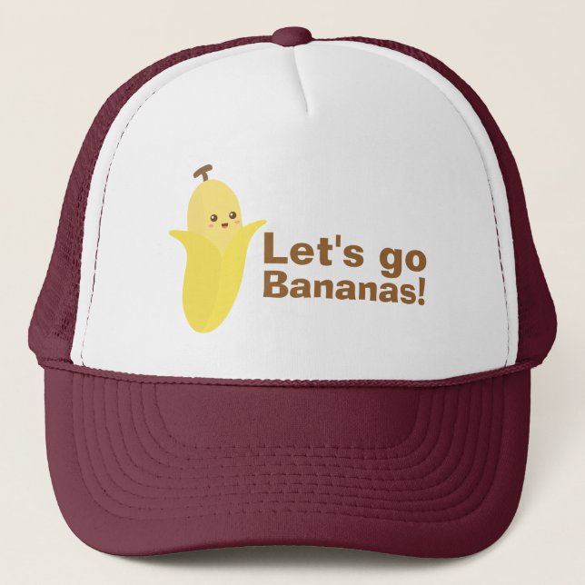 Boné Vamos ficar bananas com essa banana fofa e feliz (Frente)