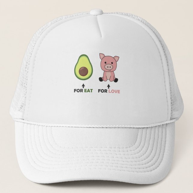 Boné Vegan Amante de os animais Come Avocado Porcos Amo (Frente)