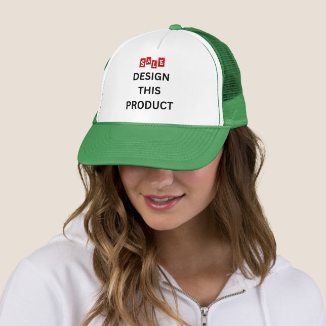 Boné VENDA! Trucker Hat - Branco e Verde - Personalizar (In Situ)