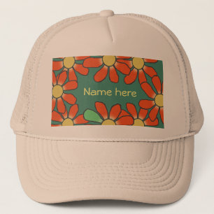 Boné Verde alaranjado floral