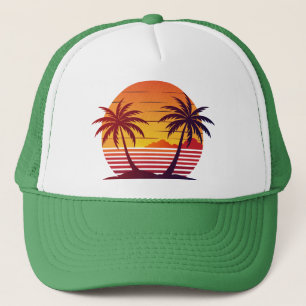 Boné Vetor de pôr do sol com palmeiras