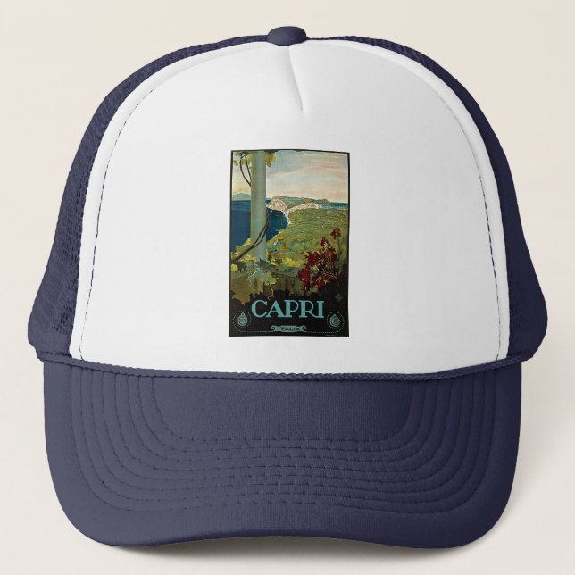 Boné Viagens vintage, Ilha de Capri, Itália Costa Itali (Frente)