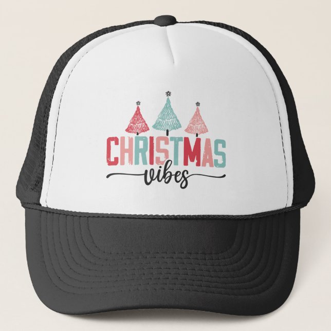 Boné Víblias de Natal - Design de Árvore Festiva (Frente)