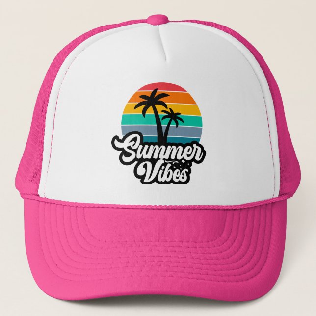 Boné Vibrações de Verão com Design de Palmeiras (Frente)