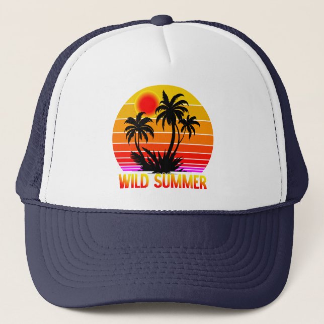 Boné Vibrações Selvagens de Verão Retro com Design de P (Frente)