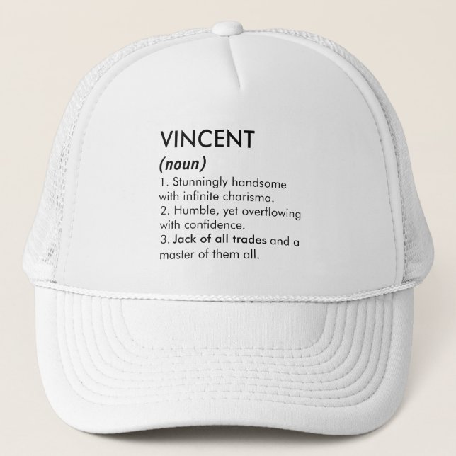 Boné Vincent name, Editable name, Custom name (Frente)