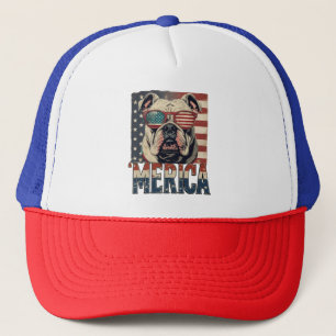 Boné Vintage Bulldog Merica 4° de julho patriota