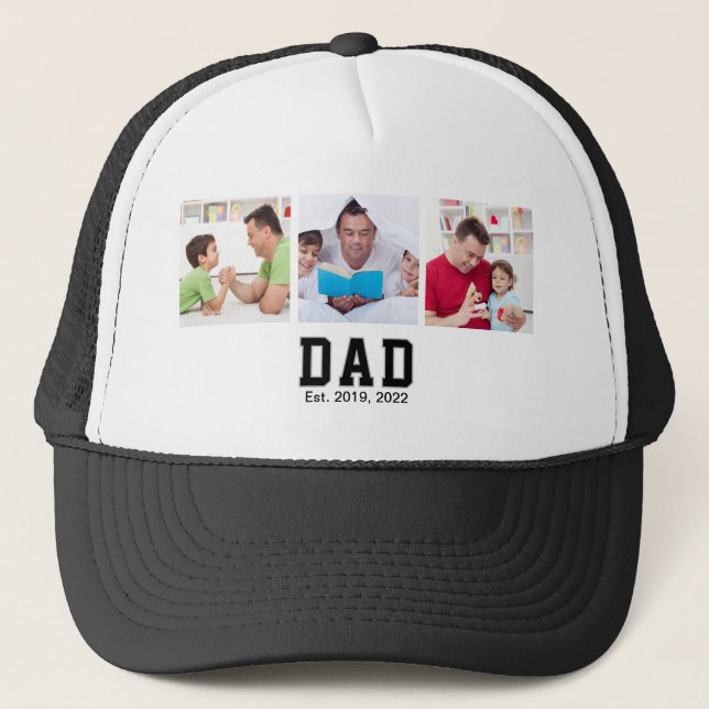 Boné Vintage Dad Established Gift Text 3 Photo (Frente)