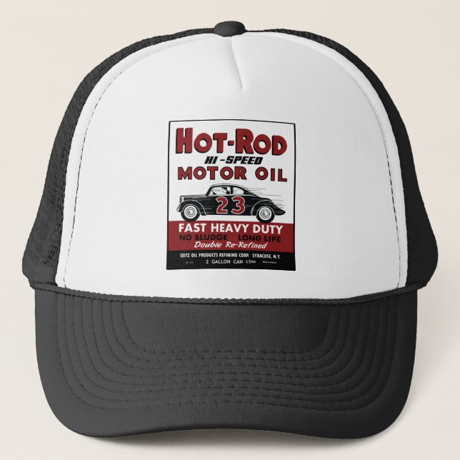 Boné Vintage Hot Rod Motor Oil tin pode design (Frente)