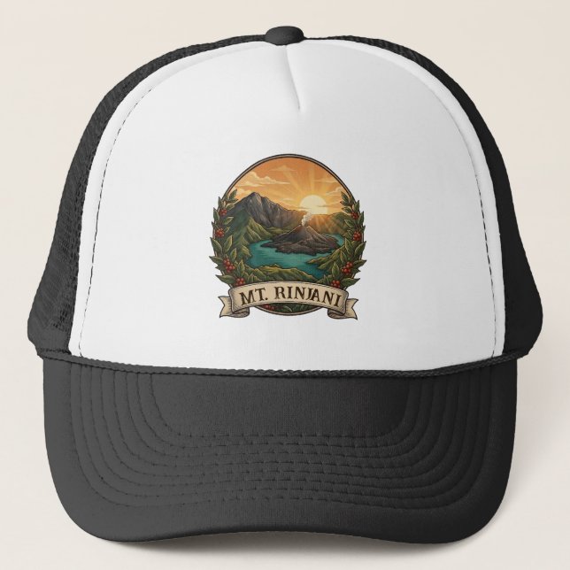 Boné Vintage Monte Rinjani Indonésia Vulcão Retro (Frente)