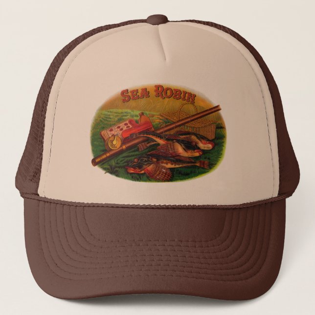Boné Vintage Pesca Gear Cigarros Arte, Mar Robin (Frente)