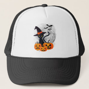 Boné Vintage Scary Halloween Costume Black Cat Witch Ha