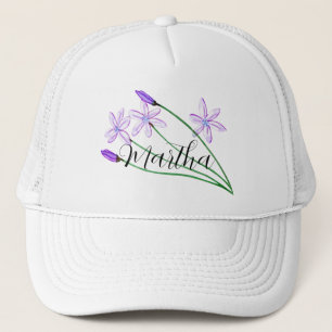 Boné Violet Watercolor flower com nome Trucker Hat