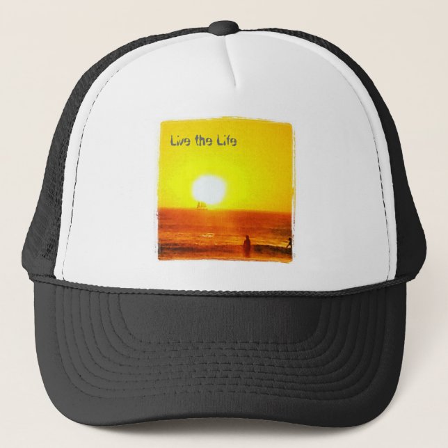 Boné Vive o chapéu do surfista da vida (Frente)