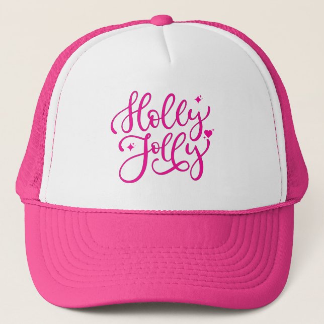 Boné Vivid Pink Holly Jolly Natal (Frente)