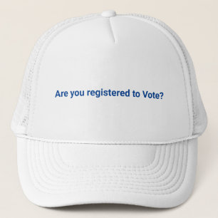 Boné Você está registrado para votar? Texto azul democr