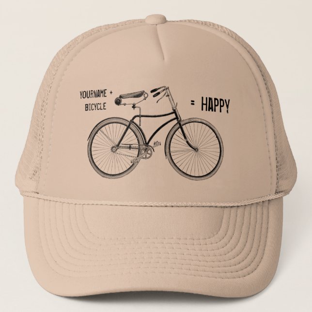 Boné Você mais a bicicleta iguala a bicicleta feliz das (Frente)