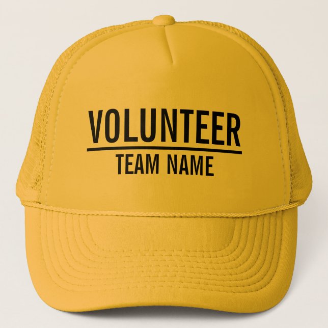 Boné Voluntário amarelo com nome feito sob encomenda da (Frente)