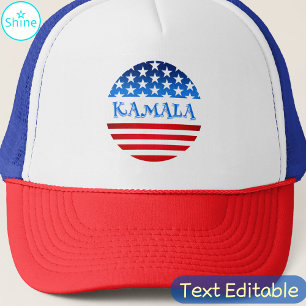 Boné Vote Kamala Harris EUA Flag Typografia Texto Perso