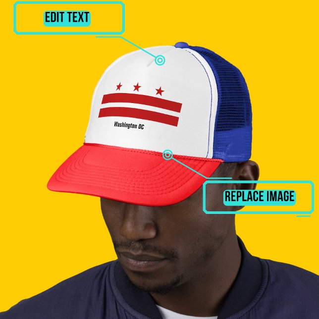 Boné Washington DC Flag Trucker Hat (Please enjoy our design and see the others in the collection.)