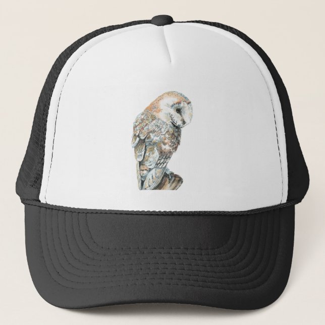 Boné Watercolor Barn Owl Nature Willife Art (Frente)