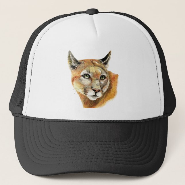 Boné Watercolor Cougar Puma Animal Nature Art (Frente)