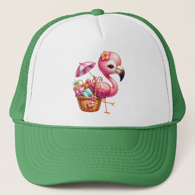 Boné Watercolor Flamingo Cartoon Clipart (Frente)