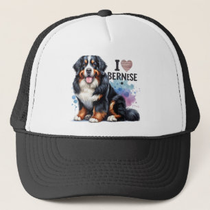 Boné Watercolor I Love My Bernese Mountain Dog