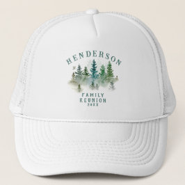 Boné Watercolor PineTrees Family Reunion Button