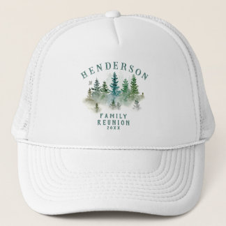 Boné Watercolor PineTrees Family Reunion Button